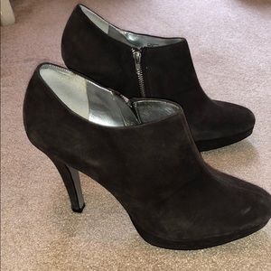 Brown suede booties